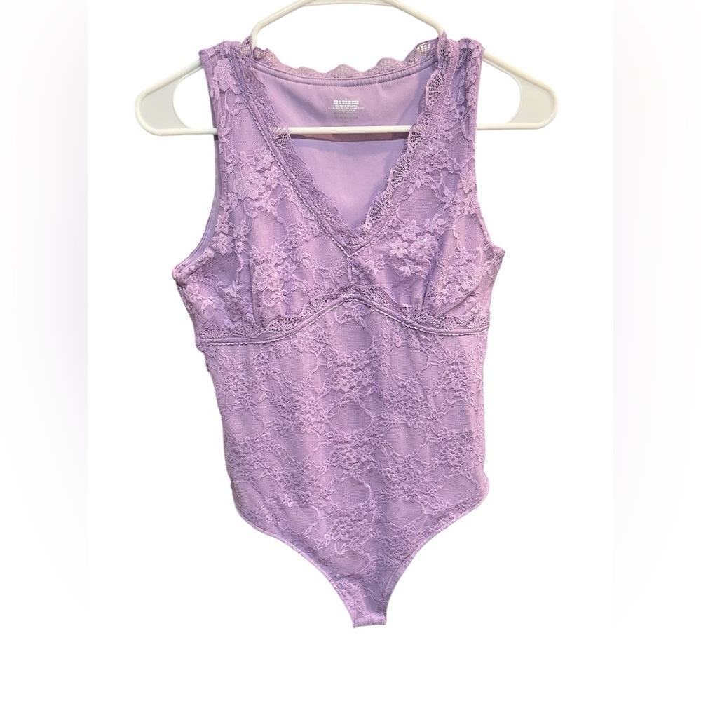 Purple Lace Tank Bodysuit - Large - New without tags